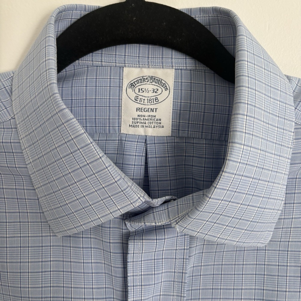 Brooks Brothers Regent Dress Shirt 15.5 - 32‎ Blue Non Iron Long Sleeve Blue